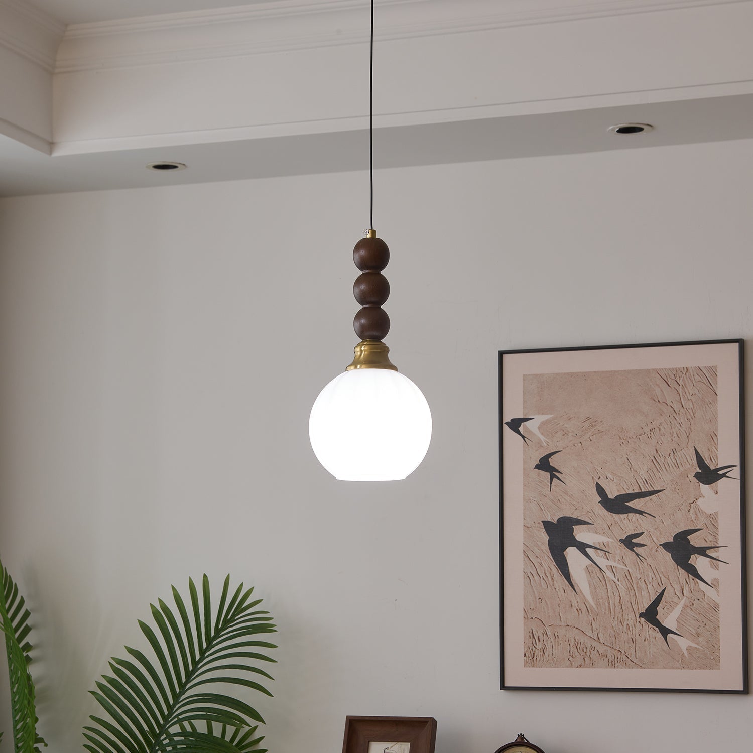 Pendant Light Dark Walnut Gold - SIGNUM | Elegant Style