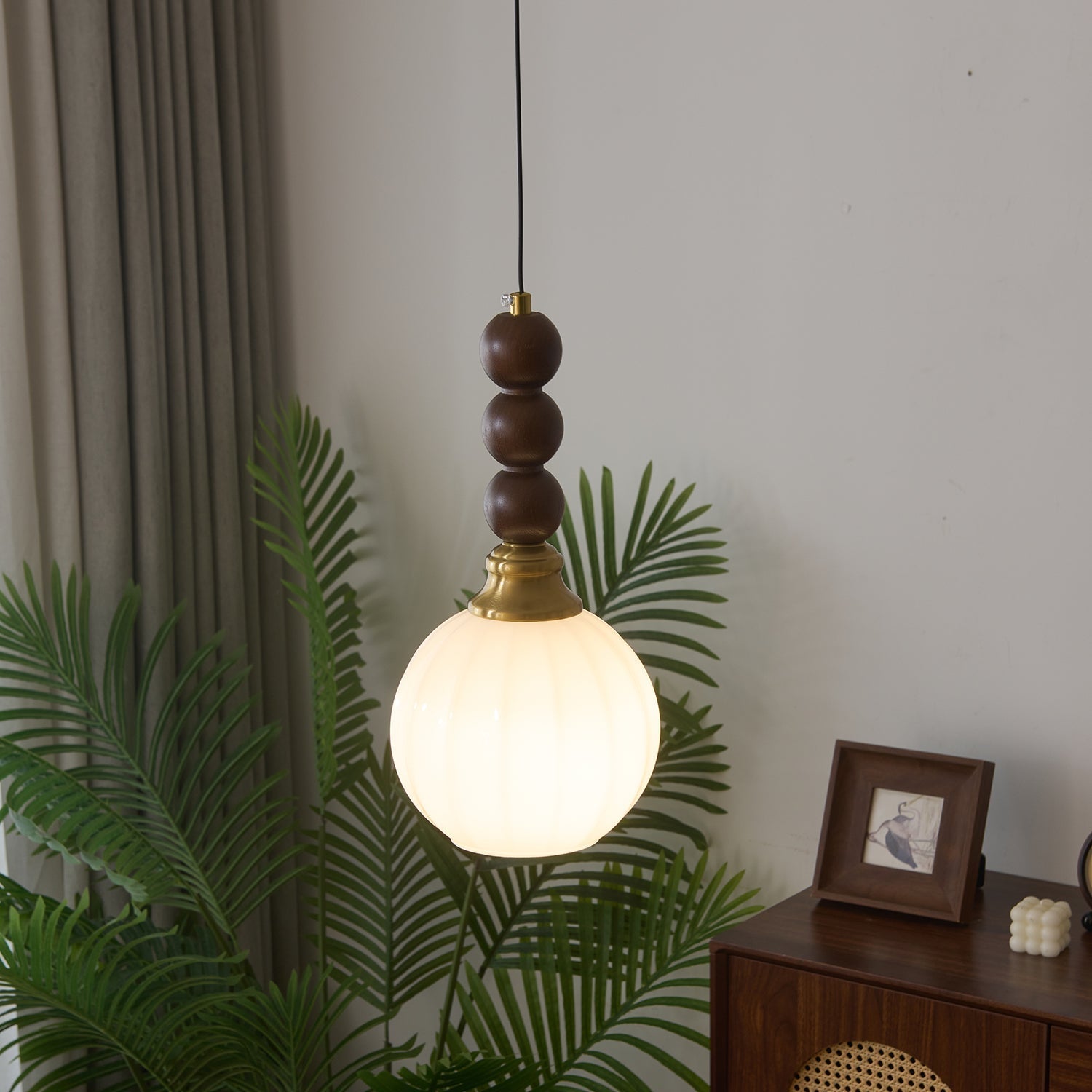 Pendant Light Dark Walnut Gold - SIGNUM | Elegant Style