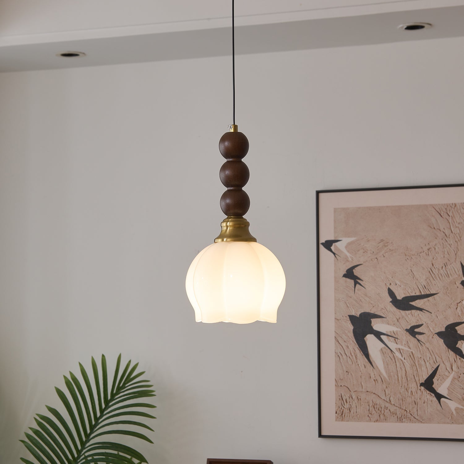 Pendant Light Dark Walnut Gold - SIGNUM | Elegant Style