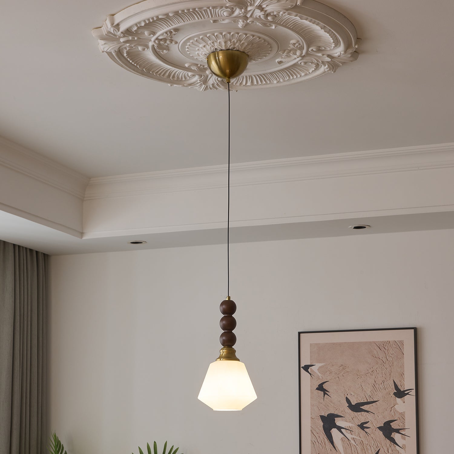 Pendant Light Dark Walnut Gold - SIGNUM | Elegant Style