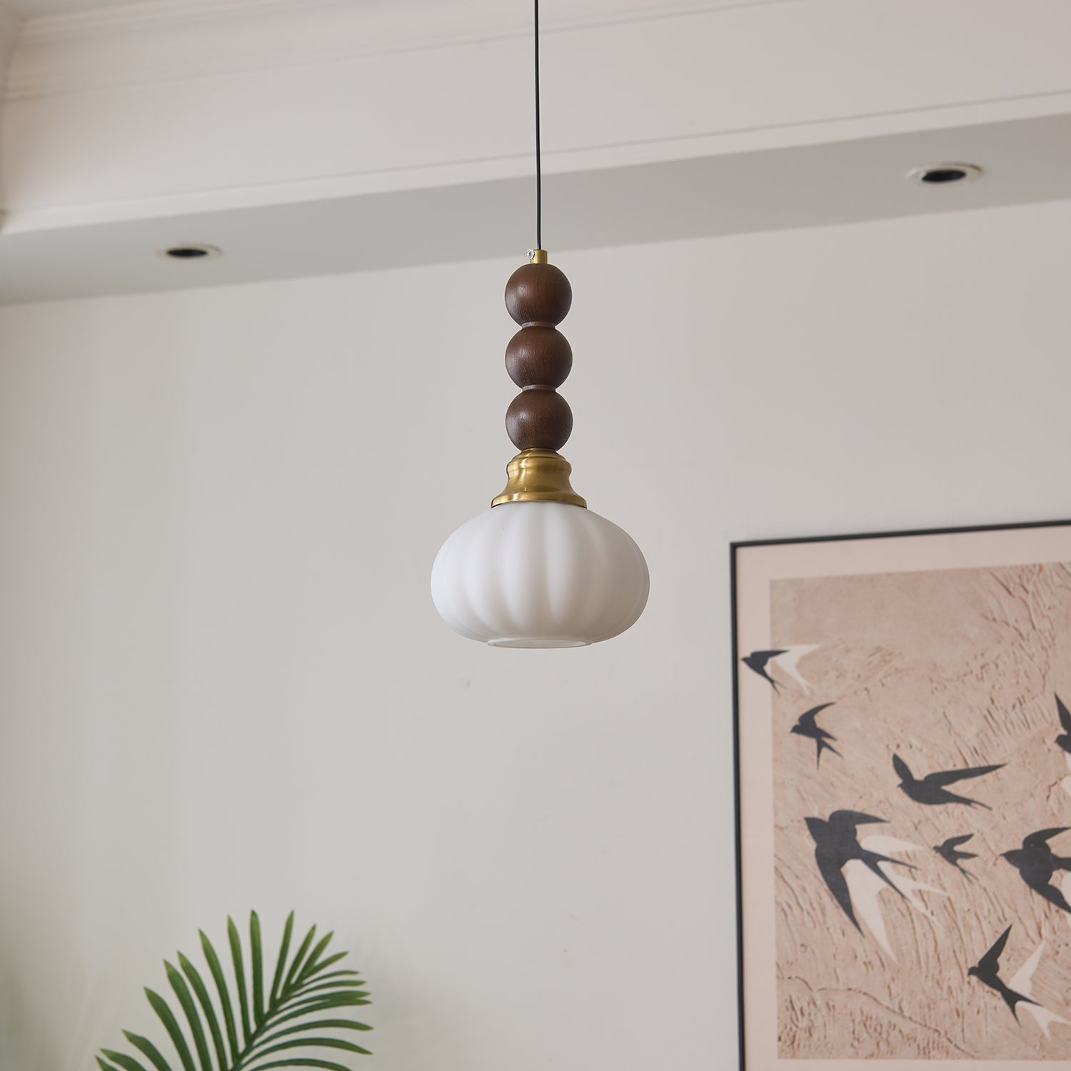 Pendant Light Dark Walnut Gold - SIGNUM | Elegant Style
