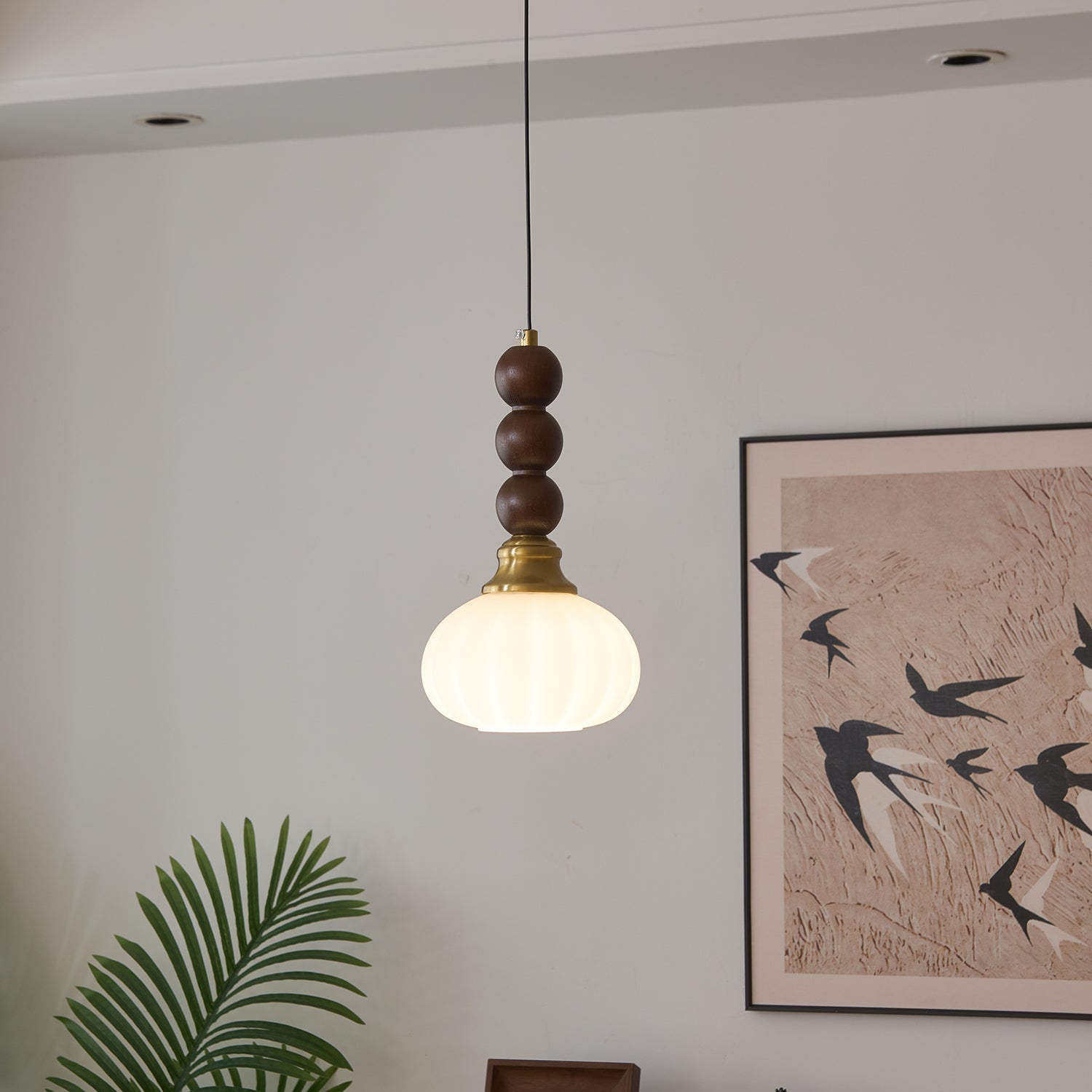 Pendant Light Dark Walnut Gold - SIGNUM | Elegant Style