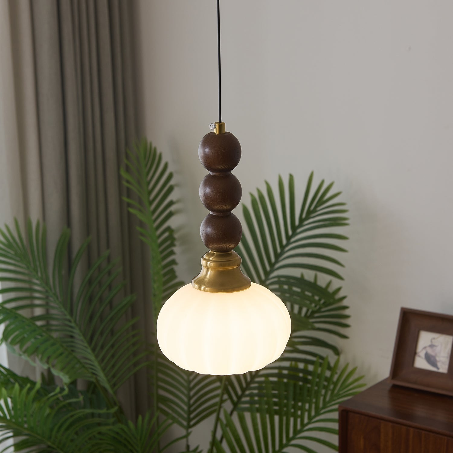 Pendant Light Dark Walnut Gold - SIGNUM | Elegant Style