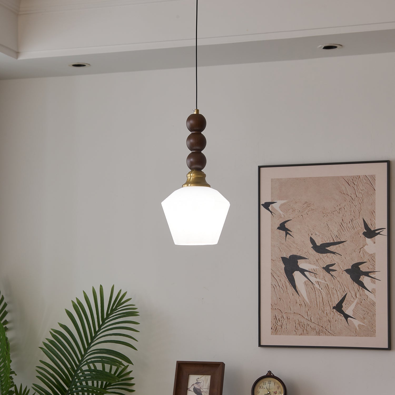 Pendant Light Dark Walnut Gold - SIGNUM | Elegant Style