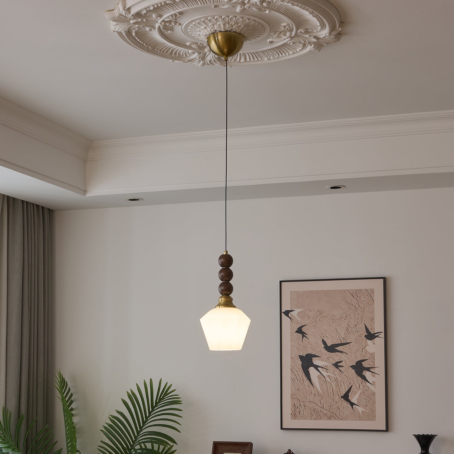 Pendant Light Dark Walnut Gold - SIGNUM | Elegant Style