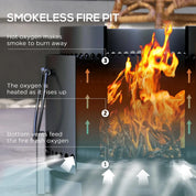 Smokeless Fire Pit Portable Wood Burning with Ash Catcher, 37cm, Black with Poker for Garden Camping Bonfire Party