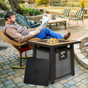 Gas Fire Pit Table, 50,000 BTU, 71×71cm, Grey with Cover