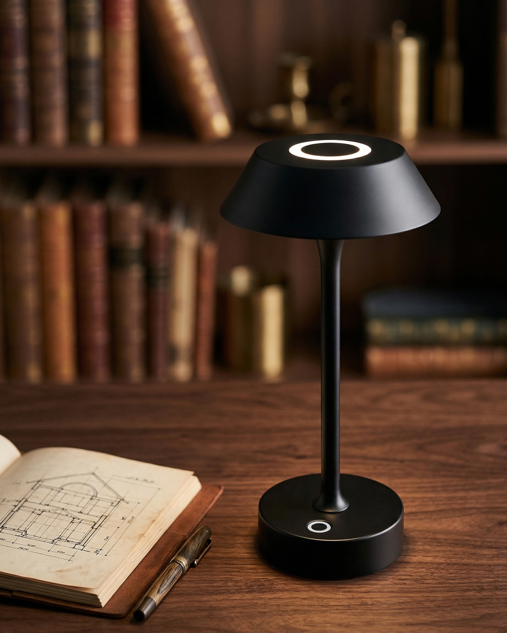 RUVA designer table lamp shown on a bedside table in a modern bedroom — DecoHarmonie