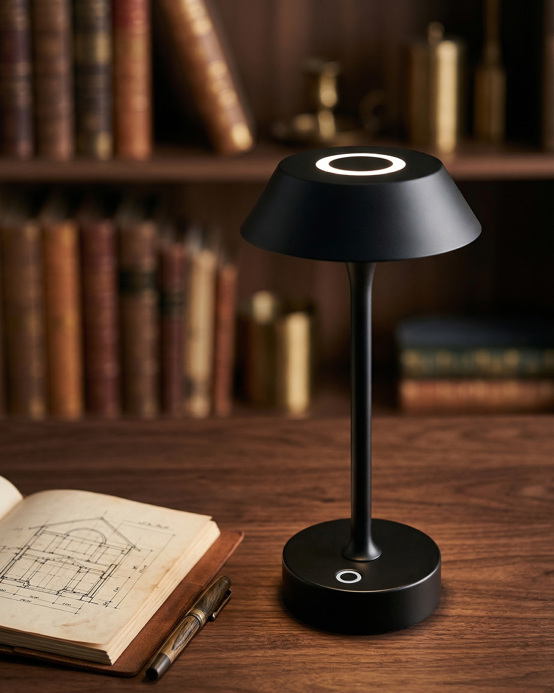 RUVA designer table lamp shown on a bedside table in a modern bedroom — DecoHarmonie