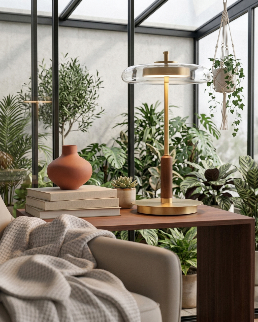 TOCRIS designer table lamp shown on a bedside table in a modern bedroom — DecoHarmonie