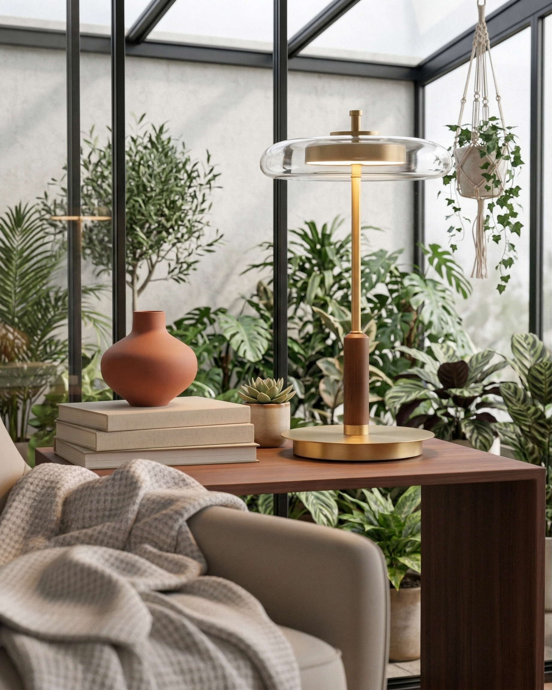 TOCRIS designer table lamp shown on a bedside table in a modern bedroom — DecoHarmonie
