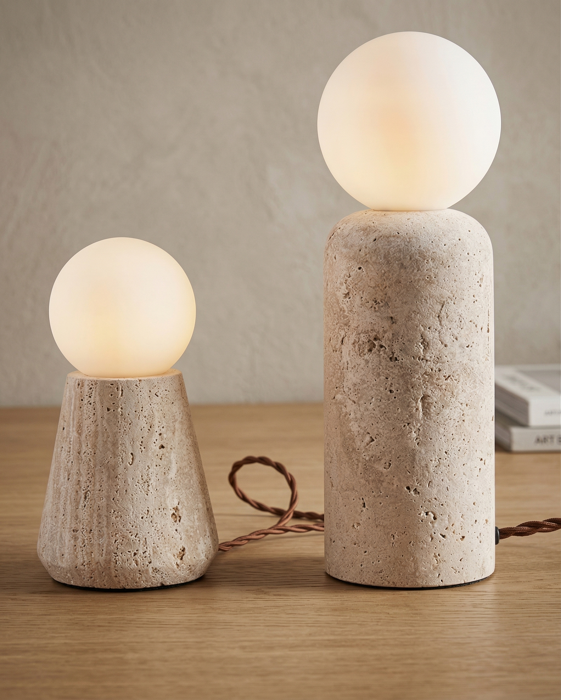 ZIRO designer table lamp set against a neutral wabi-sabi backdrop — DecoHarmonie