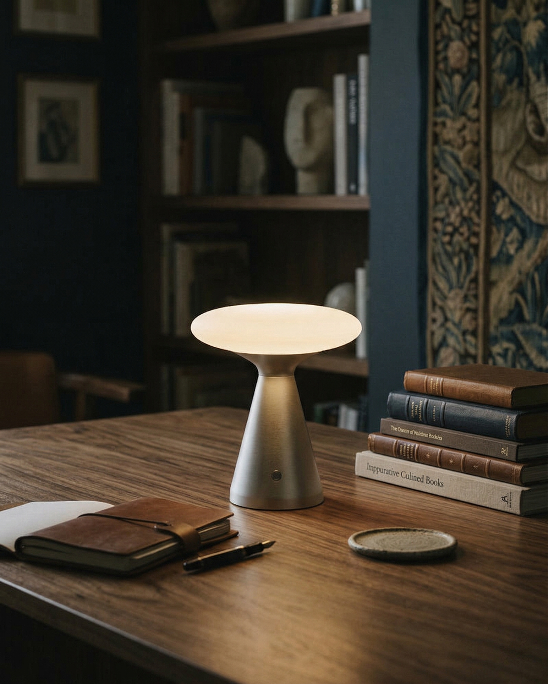 PRISM designer table lamp in a warm, considered living room setting — DecoHarmonie