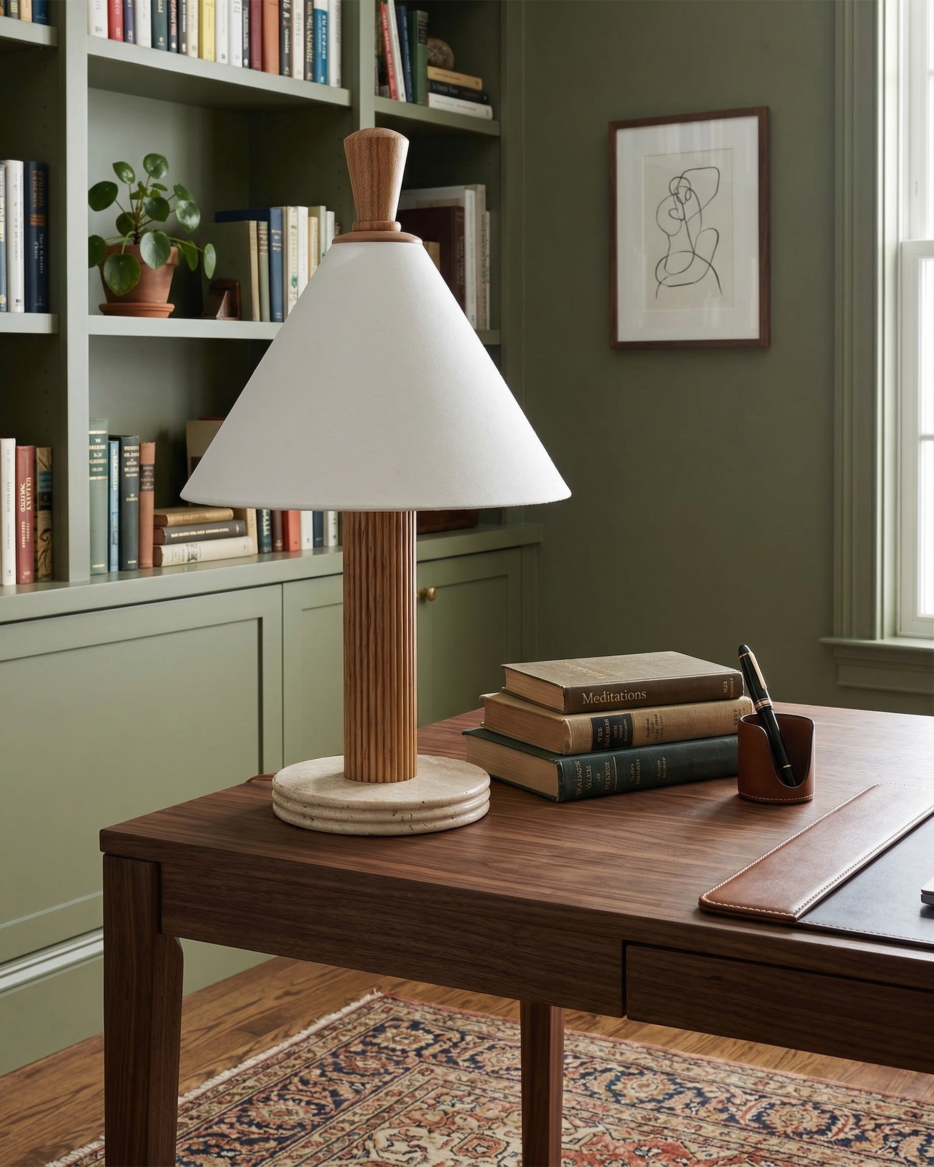 TÉA designer table lamp softening the light in a contemporary lounge — DecoHarmonie