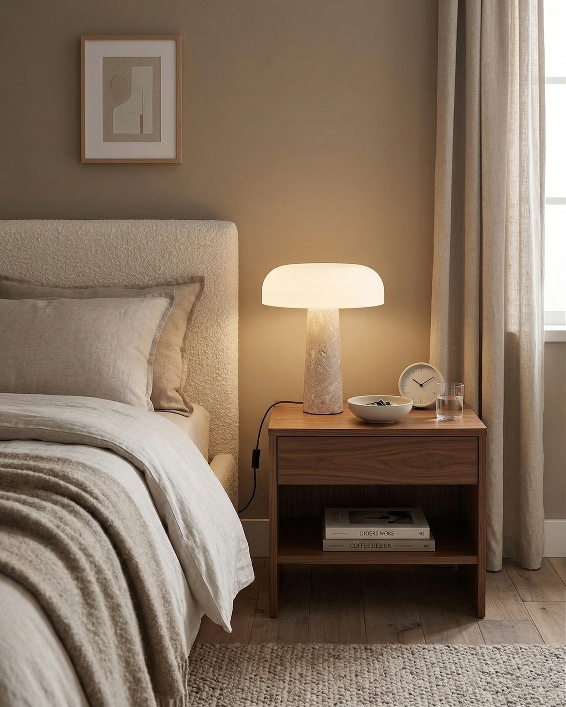 ZENO designer table lamp in a warm, considered living room setting — DecoHarmonie