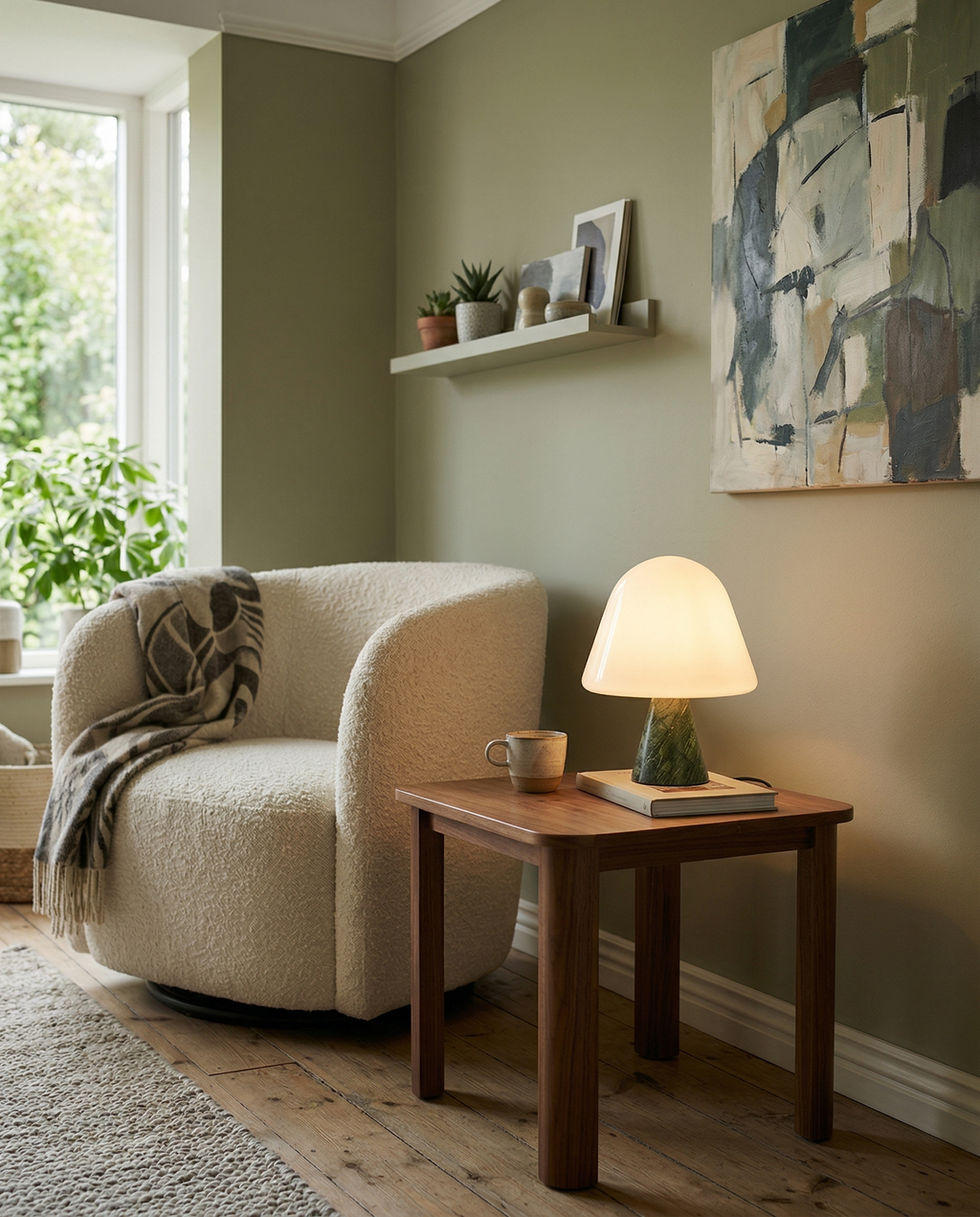 NOKA designer table lamp styled in a minimalist Australian interior — DecoHarmonie
