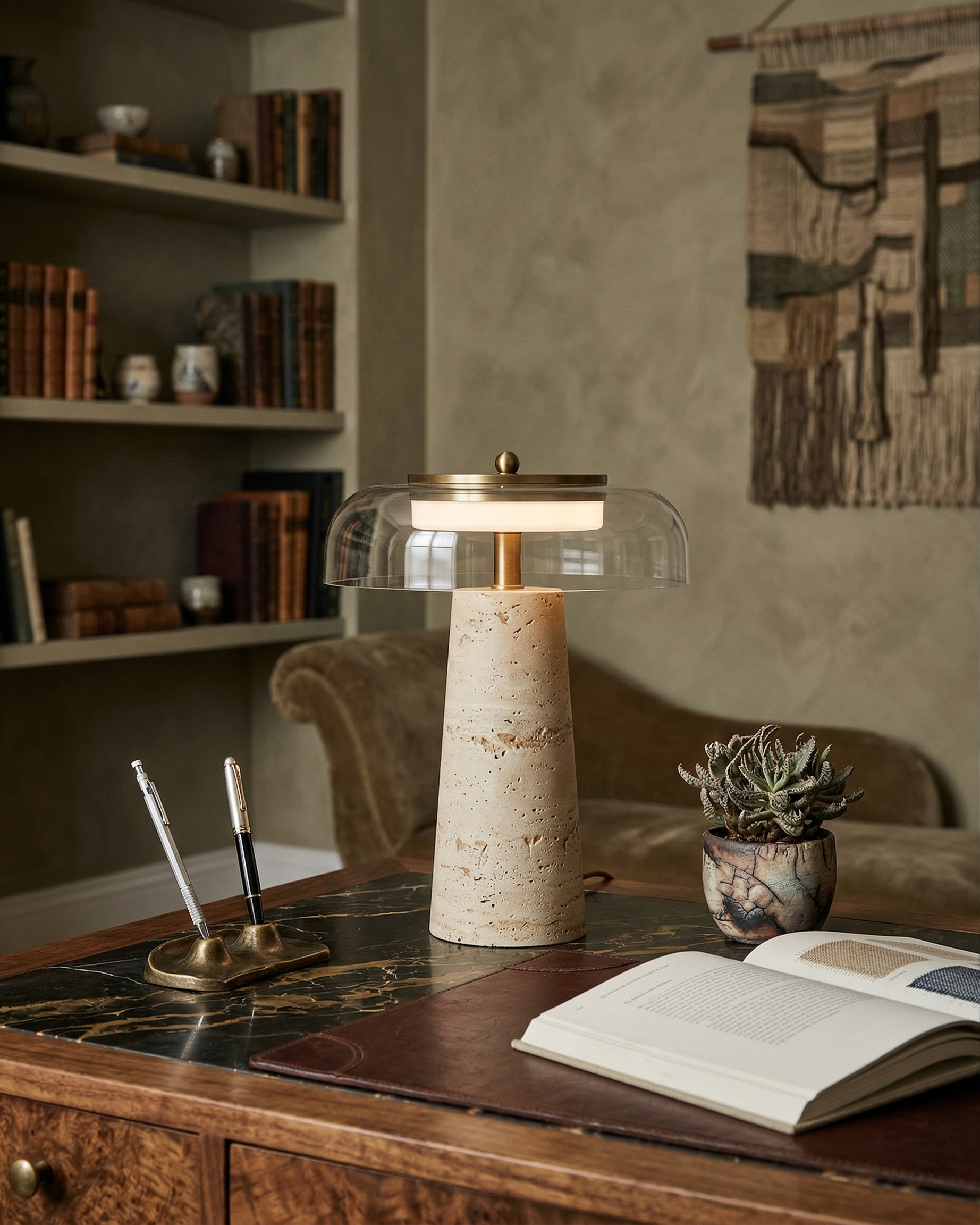 ZOA designer table lamp shown on a bedside table in a modern bedroom — DecoHarmonie