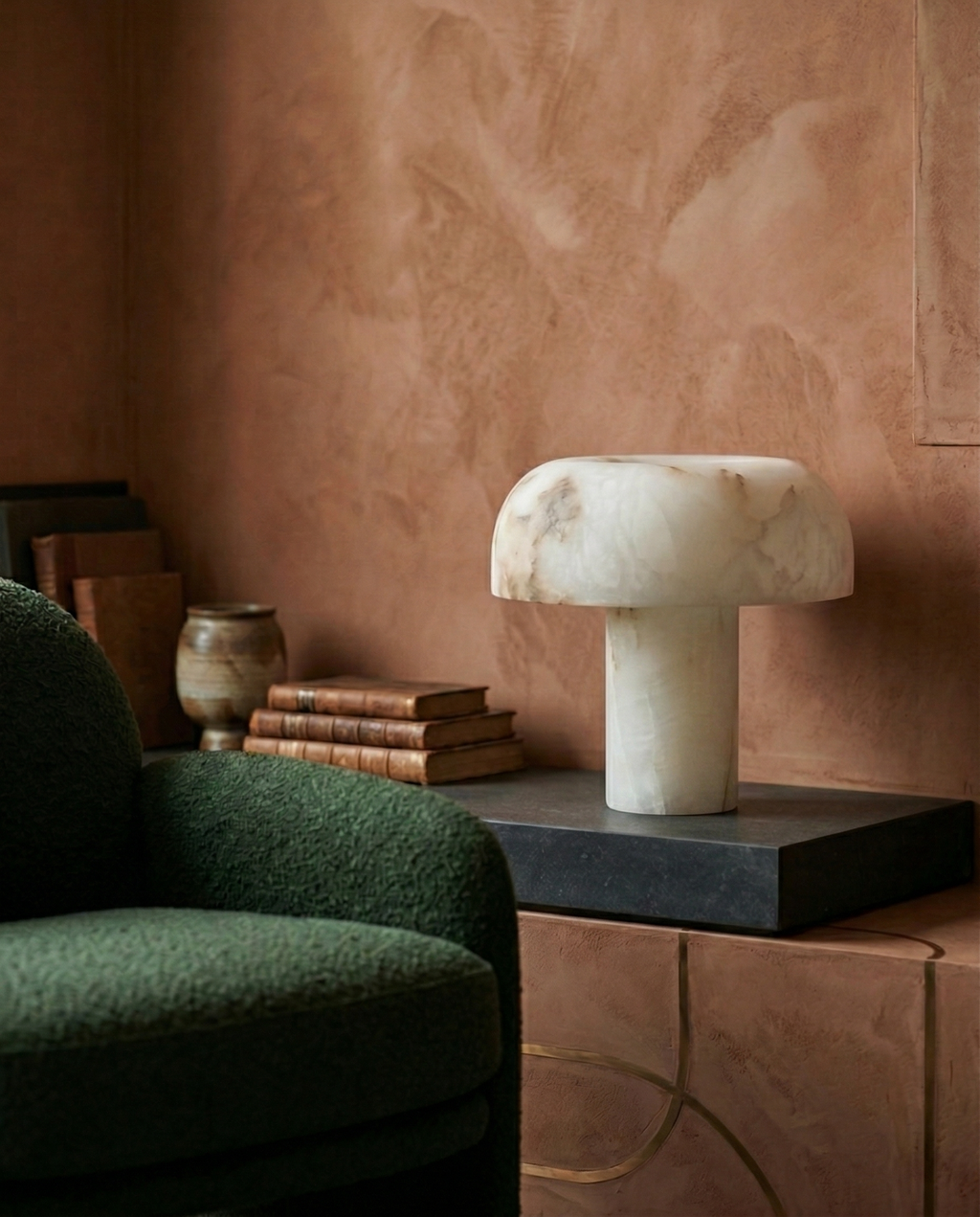 IZO designer table lamp shown on a bedside table in a modern bedroom — DecoHarmonie