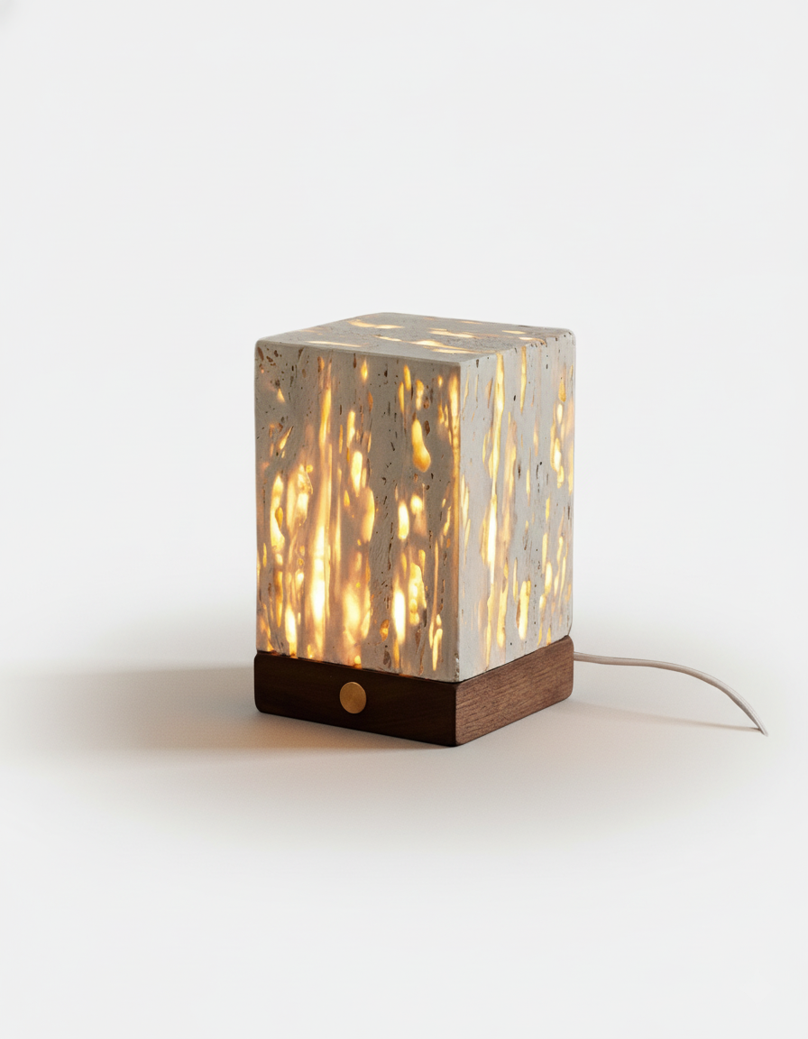 OMA designer table lamp highlighting its sculptural silhouette in profile — DecoHarmonie