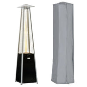Outdoor Patio Gas Heater 11.2kW Freestanding Pyramid Propane Heater with Wheels Dust Cover Regulator Hose Black 50x50x225cm