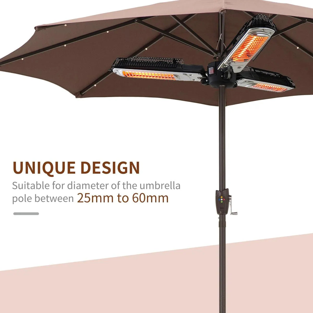 Electric Umbrella Parasol Mounted Infrared Heater 2000W for Patio Gazebo Outdoor Use