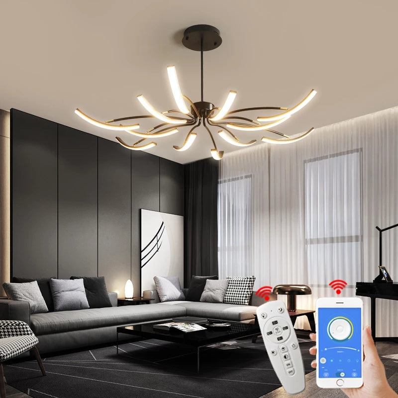 Chandelier LED Gold - HADRON | Luxury Lighting