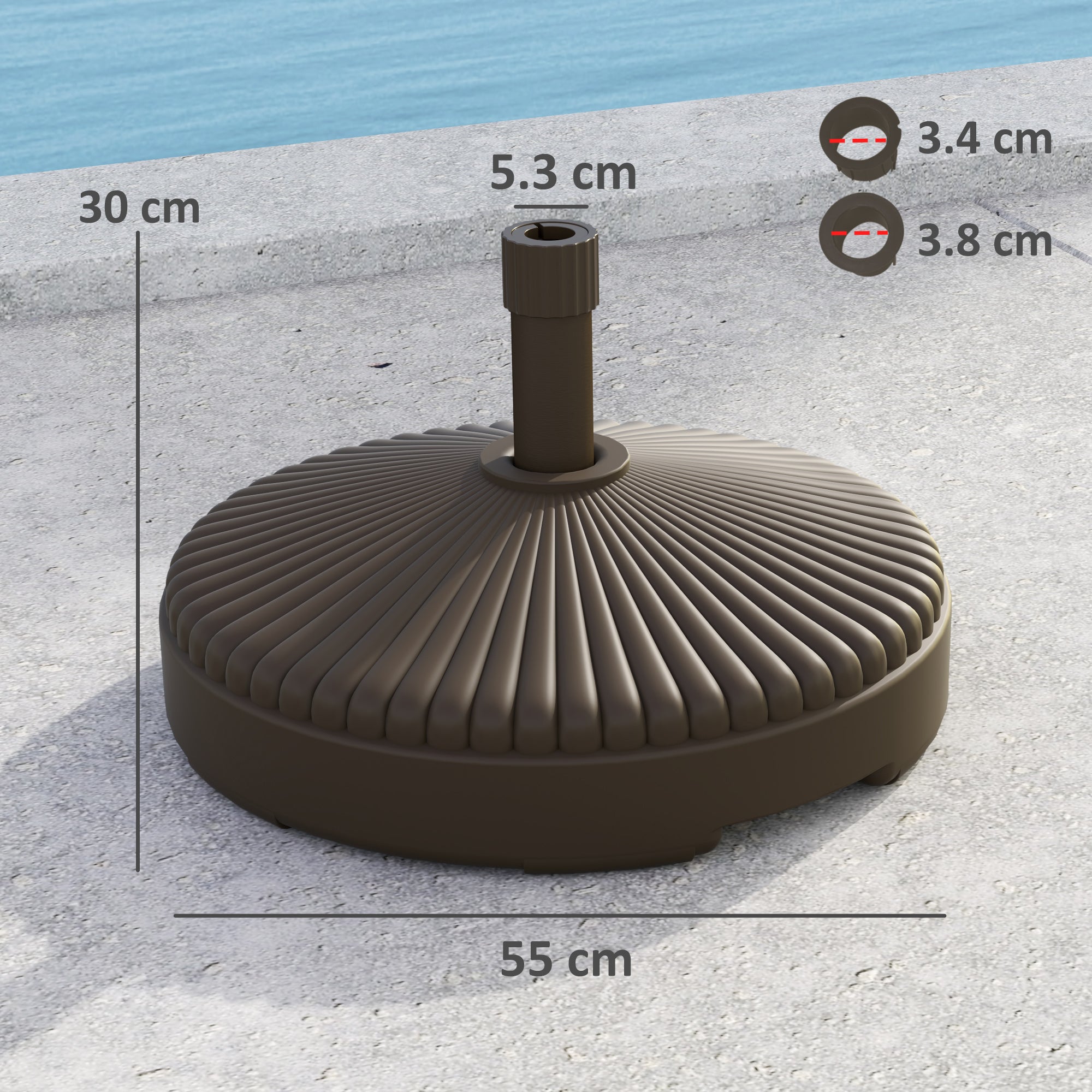 Garden Parasol Base Holder 28kg Sand Filled 23kg Water Filled Outdoor Umbrella Stand Weight, Brown