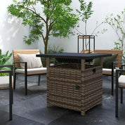 Fire Pit Table, 50,000 BTU, 72.5×72.5cm, Brown with Cover
