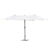 Double-Sided Sun Umbrella Canopy 4.6m Crank Shade with Cross Base, Off White