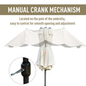 Double-Sided Sun Umbrella Canopy 4.6m Crank Shade with Cross Base, Off White