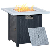 Gas Fire Pit Table, 40,000 BTU, 71×71cm, Black / Grey
