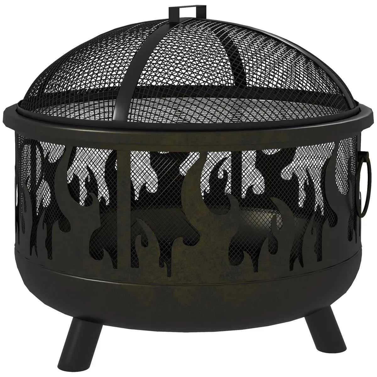 Fire Pit Steel BBQ with Poker, Black