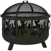 Fire Pit Steel BBQ with Poker, Black