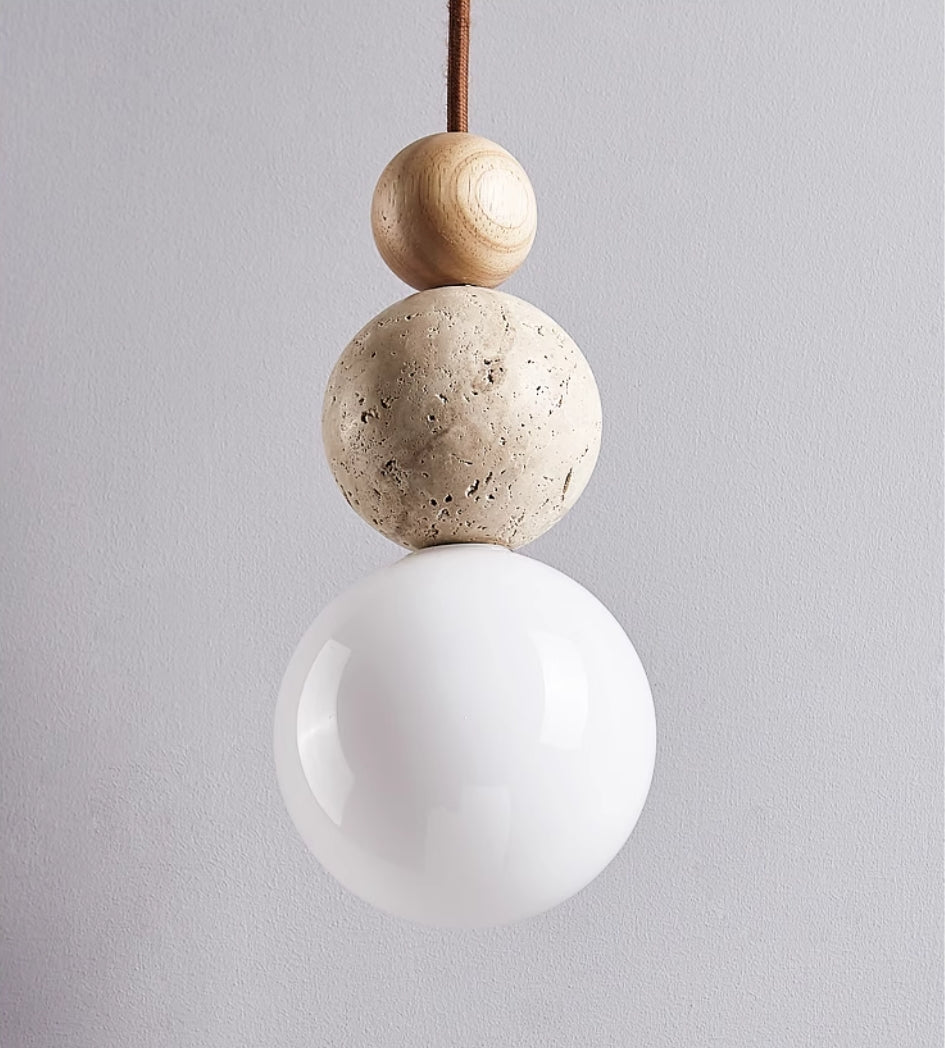 Pendant Light Travertine Stone - TOROID | Elegant Glow