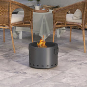Smokeless Fire Pit Portable Wood Burning, 38cm, Dark Grey with Spark Screen and Poker for Garden Patio Picnic Bonfire Stove