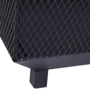 Square Fire Pit Metal Mesh Brazier, 44×44×40cm, Black, Outdoor with Lid, Log Grate, Poker for Backyard Camping Bonfire Wood Burning Stove