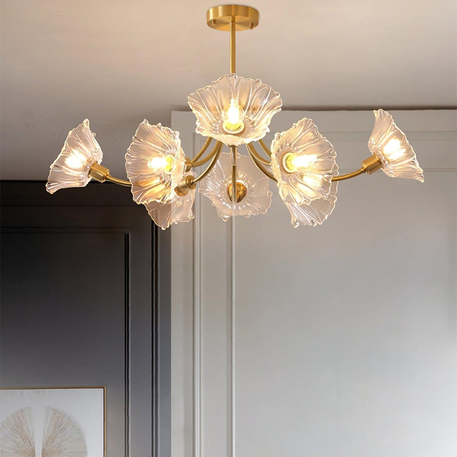 Chandelier Brass Glass - HALCYN | Luxury Lighting