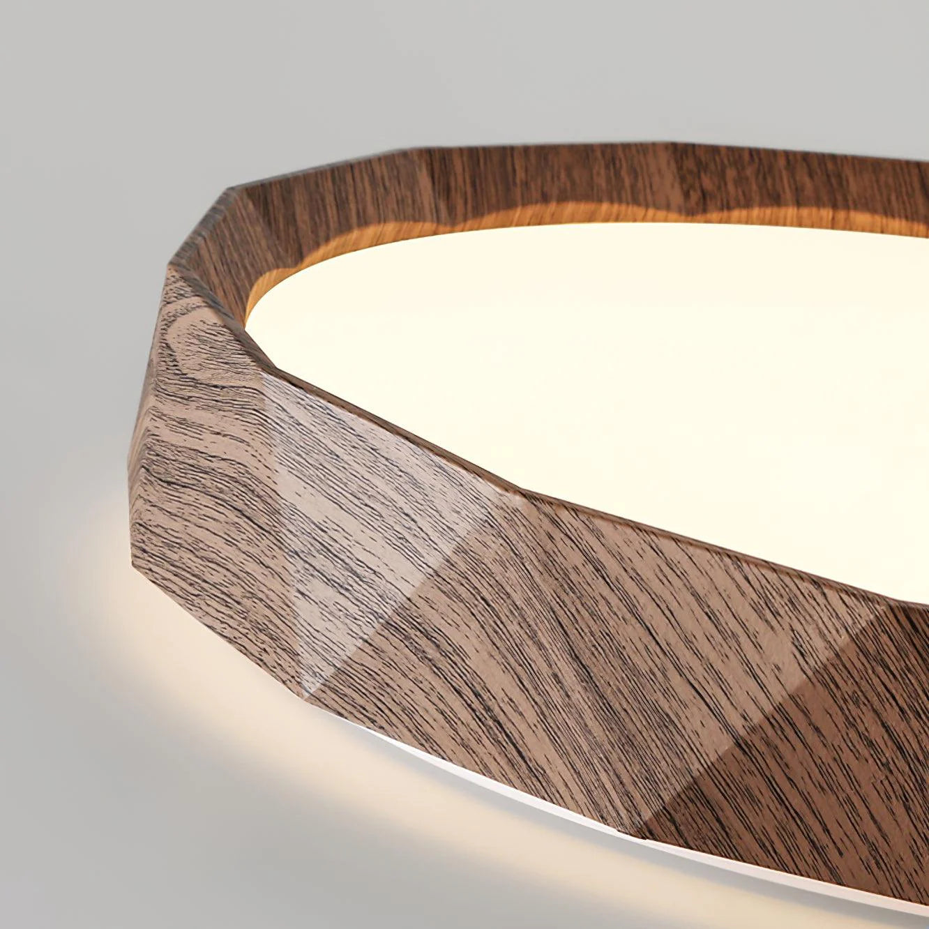 Ozawa Ceiling Lamp: Angular wood grain ceiling light detail