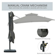 Cantilever Parasol 360° Rotation Angle Adjustment Outdoor Market Garden Umbrella, Dark Grey