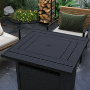 Fire Pit Table, 50,000 BTU, 72.5×72.5cm, Black with Cover