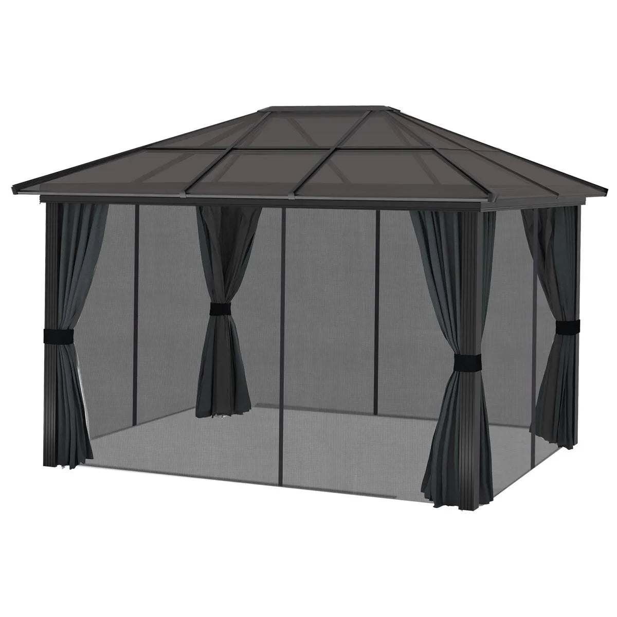 Octagonal Garden Gazebo, 8-Sided, 6.8×5 m, White Heavy Duty Metal Frame Outdoor Marquee Party & Wedding Canopy
