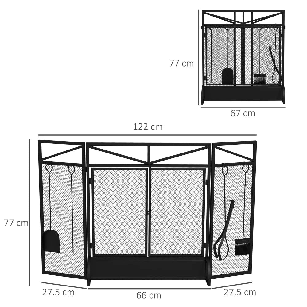 Fire Guard Screen – Tri-fold, Black | Protect & View Fire - Image 5