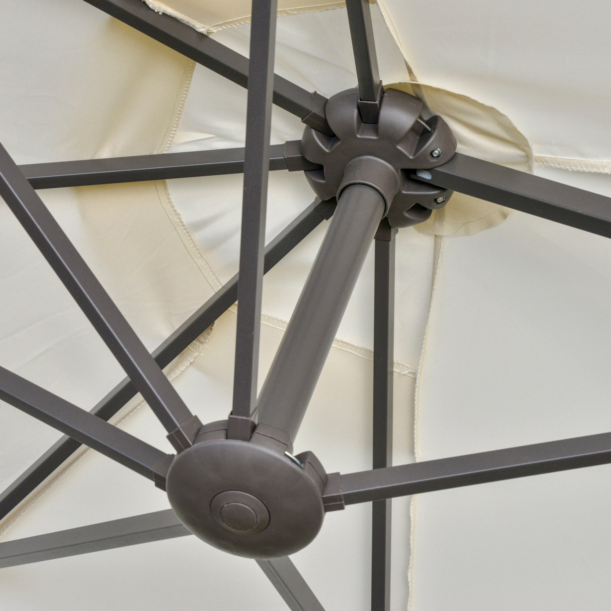 Double-Sided Sun Umbrella Canopy 4.6m Crank Shade with Cross Base, Off White