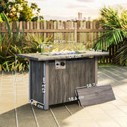 Gas Fire Pit Table, 50,000 BTU, Dark Grey with Cover and Glass Screen