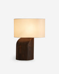 KALLE designer table lamp with sculptural solid walnut base and ivory drum shade for Australian homes | DecoHarmonie