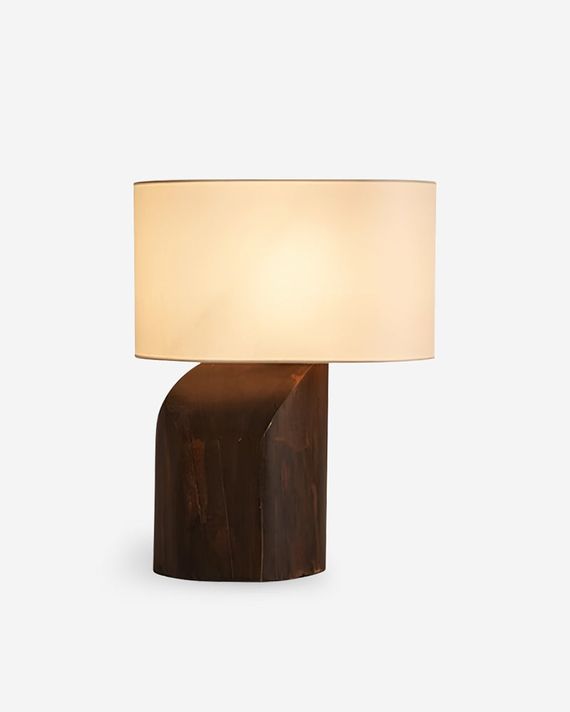 KALLE designer table lamp with sculptural solid walnut base and ivory drum shade for Australian homes | DecoHarmonie