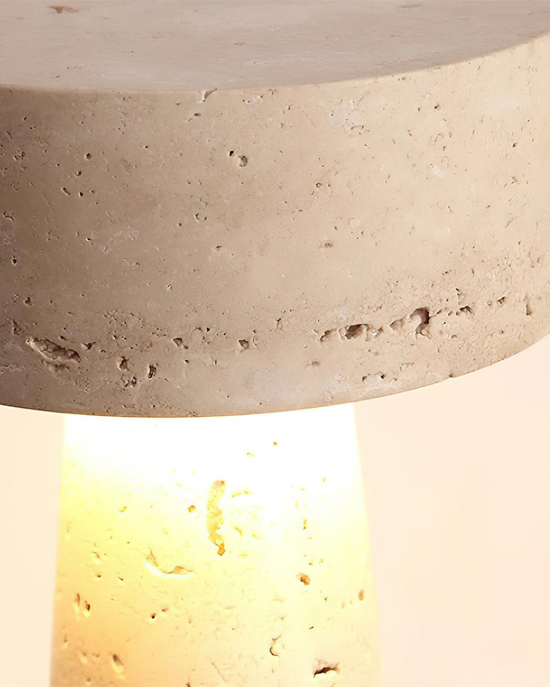 BELLO designer table lamp casting warm ambient light over a coffee table — DecoHarmonie