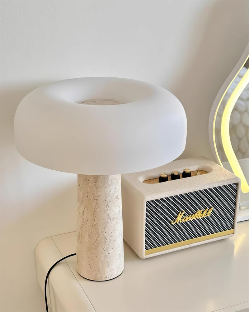 ZENO designer table lamp softening the light in a contemporary lounge — DecoHarmonie