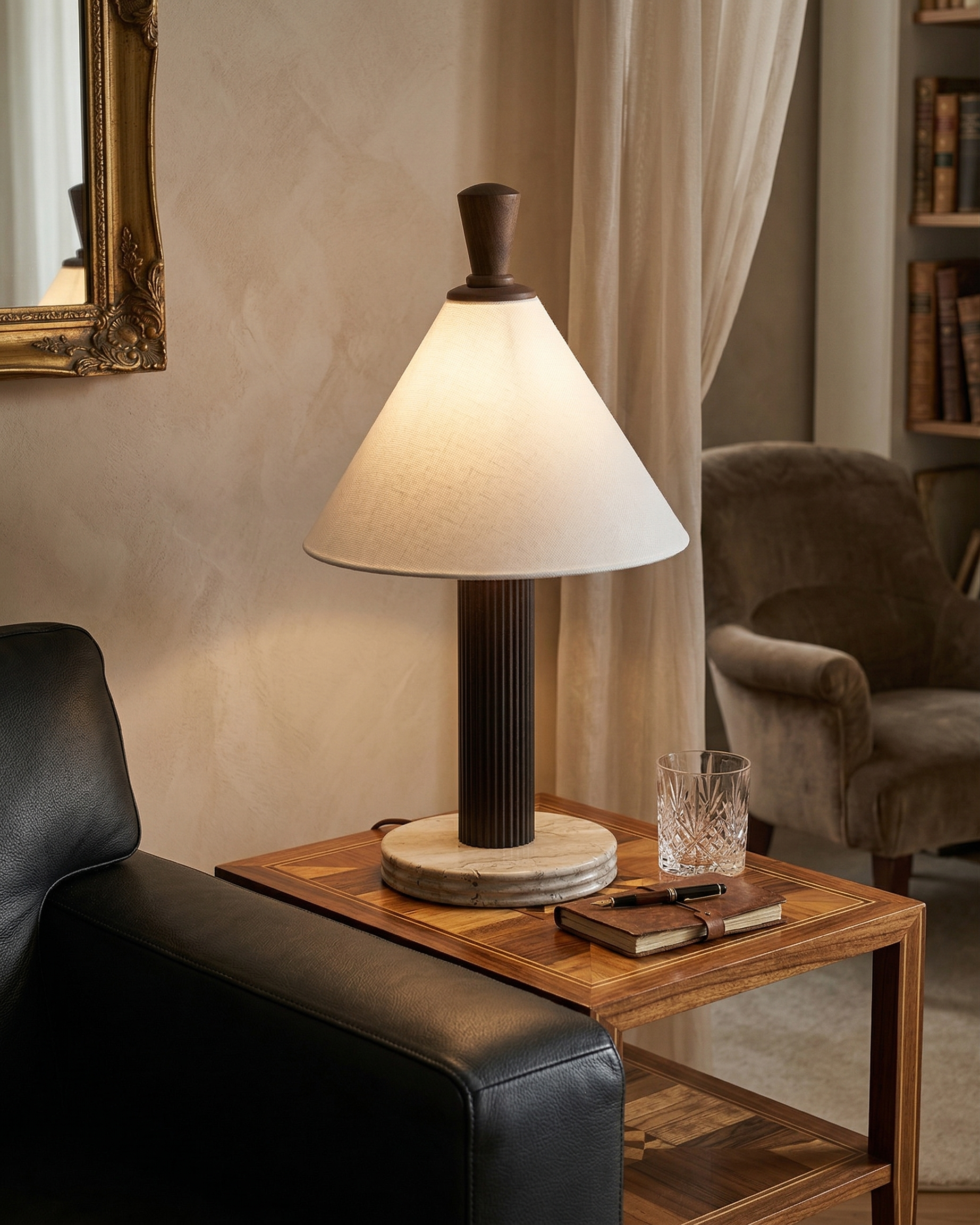 TÉA designer table lamp displayed on a designer desk in a Sydney home — DecoHarmonie