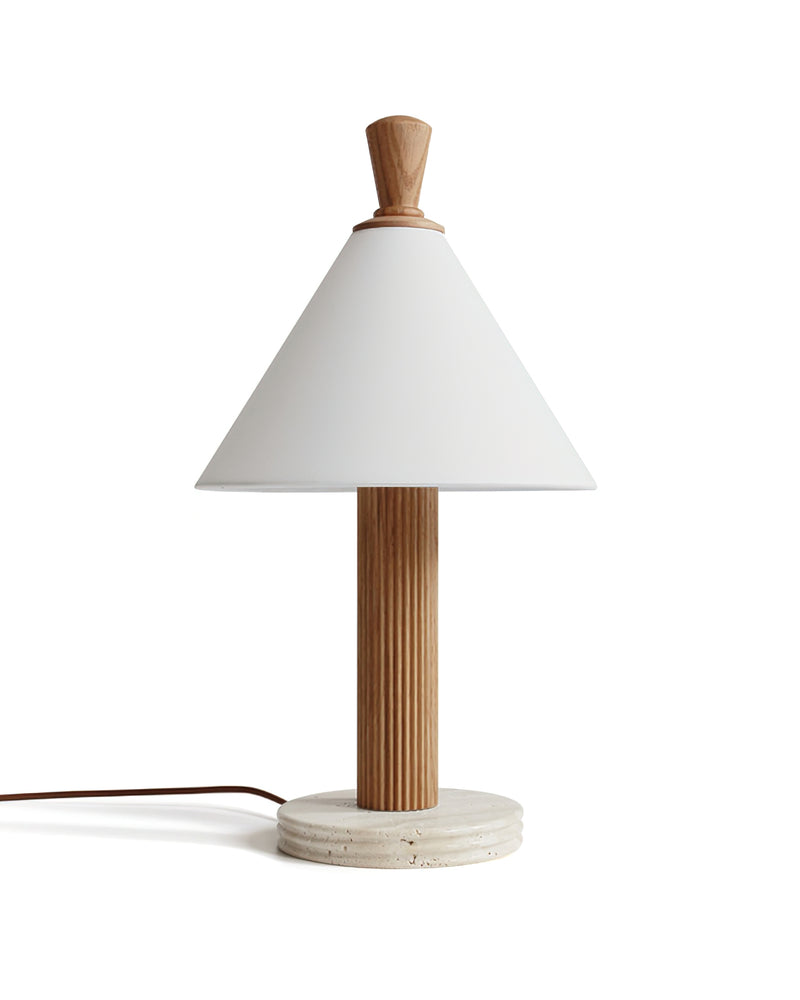 TÉA designer table lamp set against a neutral wabi-sabi backdrop — DecoHarmonie